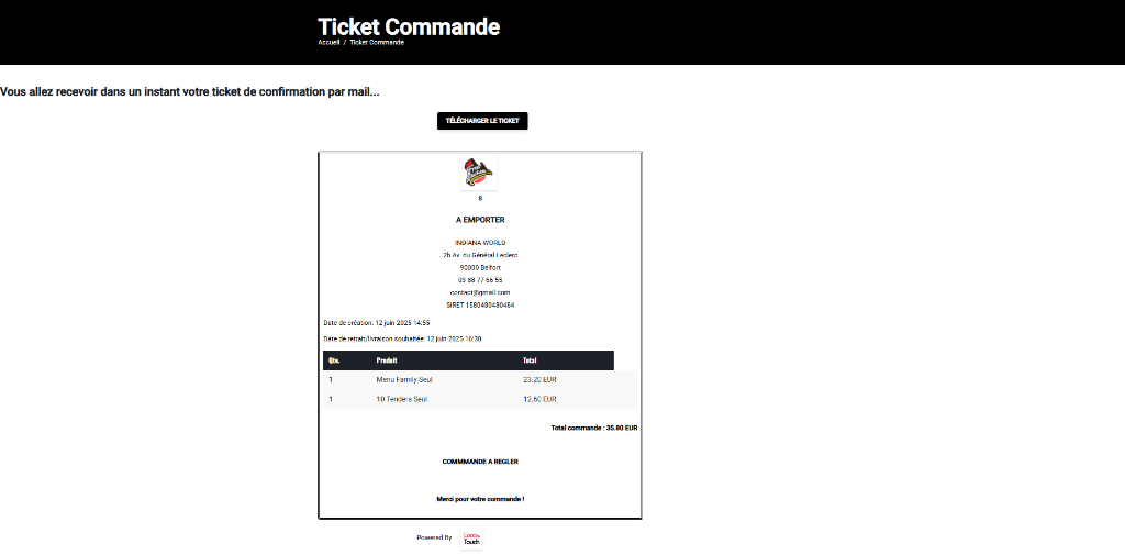 Online-Order Ticket