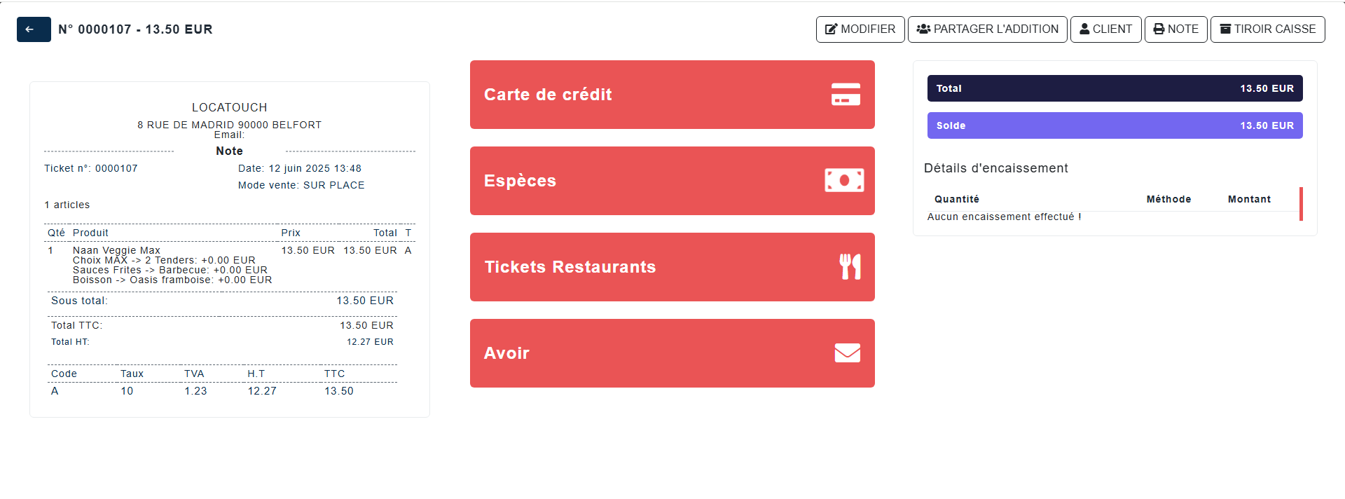Division d'Addition POS